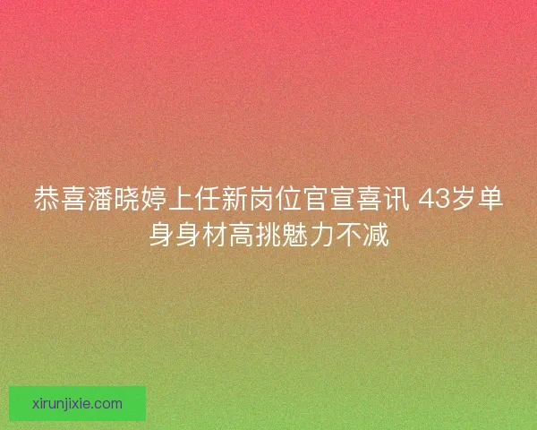 恭喜潘晓婷上任新岗位官宣喜讯 43岁单身身材高挑魅力不减