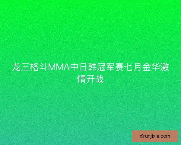 龙三格斗MMA中日韩冠军赛七月金华激情开战