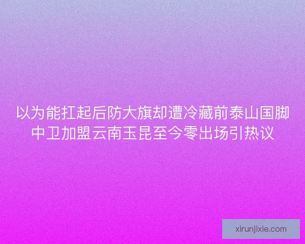 以为能扛起后防大旗却遭冷藏前泰山国脚中卫加盟云南玉昆至今零出场引热议