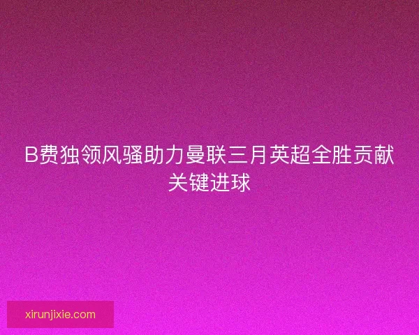 B费独领风骚助力曼联三月英超全胜贡献关键进球